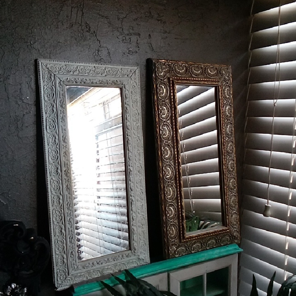 Elegant White and Gold Framed Wall Mirrors